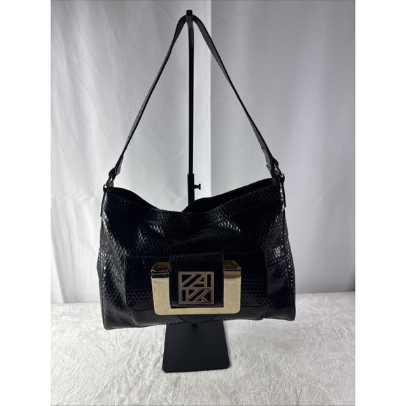 Anne Klein Handbags - Vintage Anne Klein Black Textured Leather Shoulder Bag